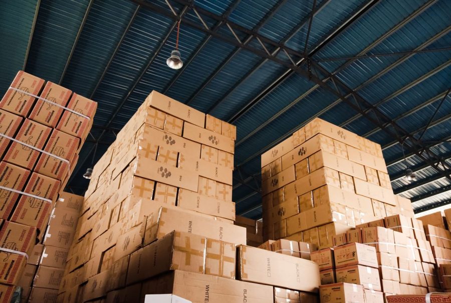 Boxes in Warehouse waiting for Loading Metres calculation
