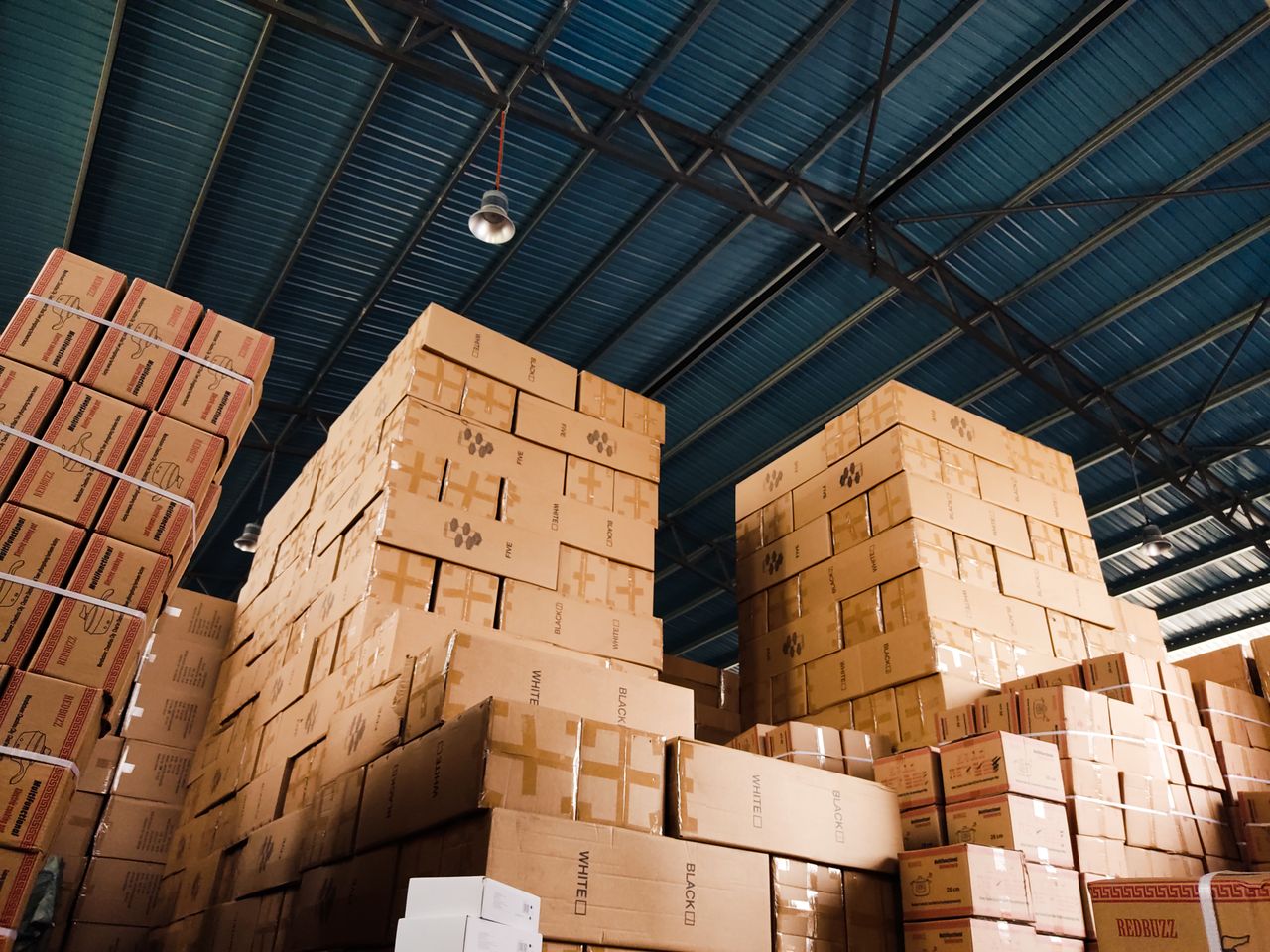 Boxes in Warehouse waiting for Loading Metres calculation