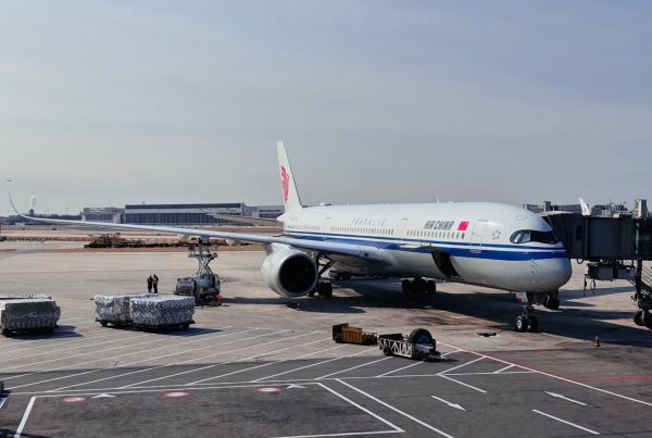 Commercial cargo plane operating international import flights