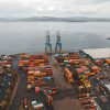 Container Ship Scottish Port waiting import duty from China to UK