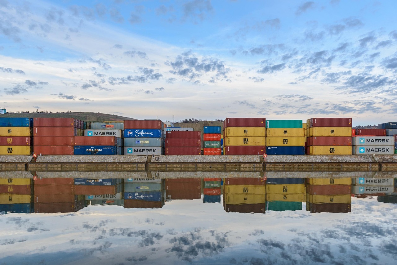 Shipping containers awaiting VGM verification at port