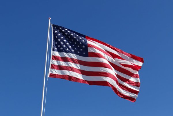 US import regulations and trade policy represented by American flag