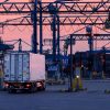 Truck at port shipping groupage freight